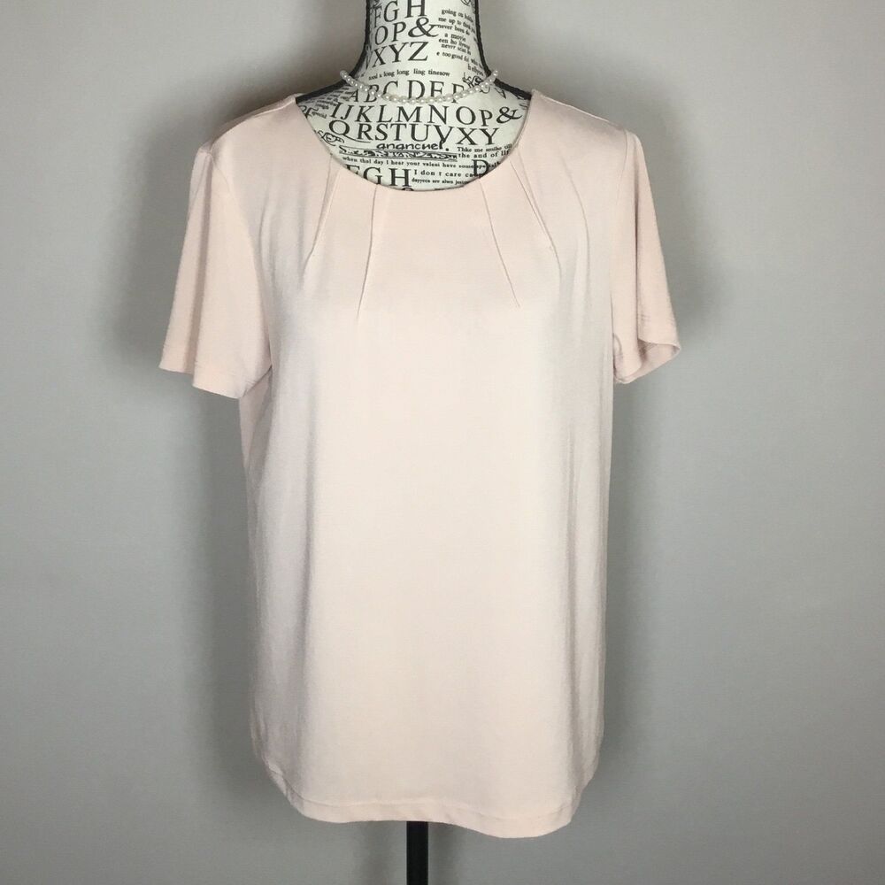 Pink pleat front blouse business casual dress up or down versatile fairycore S